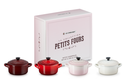 Petits Fours sett m/ 4 minigryter stentøy